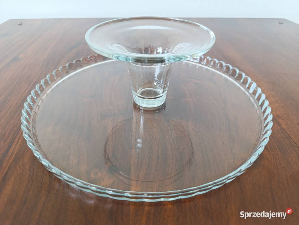 Tortownica patera na nóżce szklana 28 przezroczysty Patery pomorskie Gdańsk