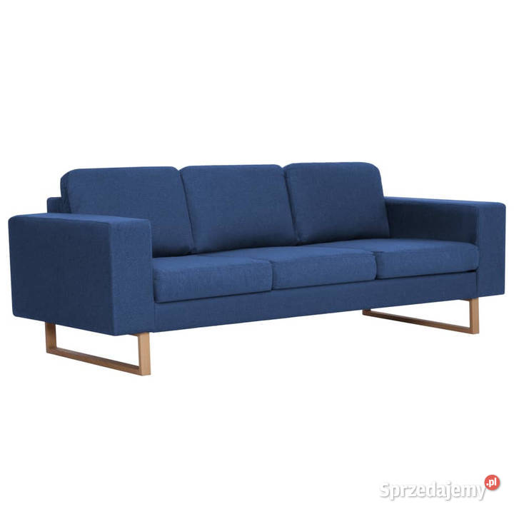 3osobowa sofa tapicerowana tkaniną niebieska Warszawa