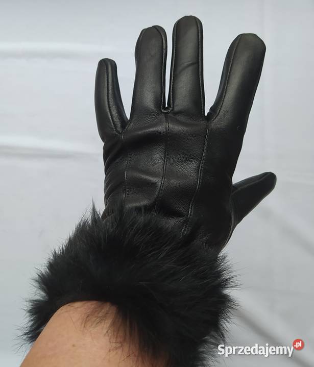 Rękawiczki damskie SKÓRA futerko podlaskie Hajnówka