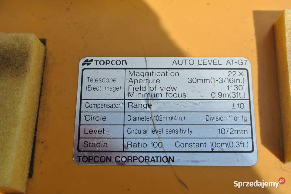 NIWELATOR OPTYCZNY TOPCON ATG7 22x 30MM 7 Tarnów
