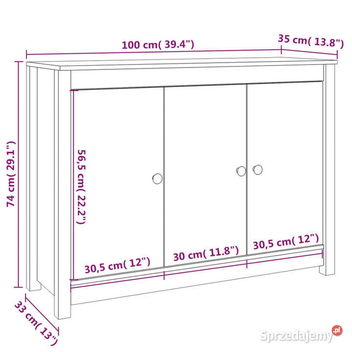 Szafka szara 100x35x74 lite drewno sosnowe Warszawa