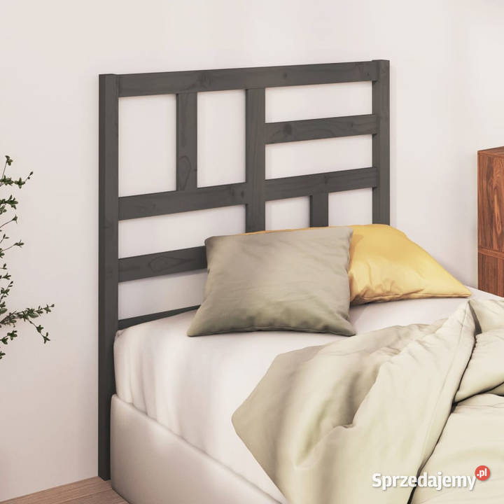 Wezgłowie łóżka szare 106x4x104 lite drewno