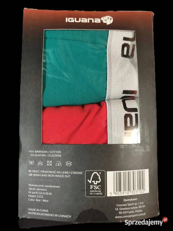 2Pack Bokserki Iguana XL Nowe Czerwony Miętowy Gródek