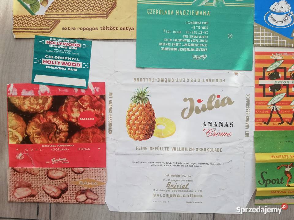 Opakowania czekolad i gum do żucia lata 6070 Pozostałe Wronki sprzedam
