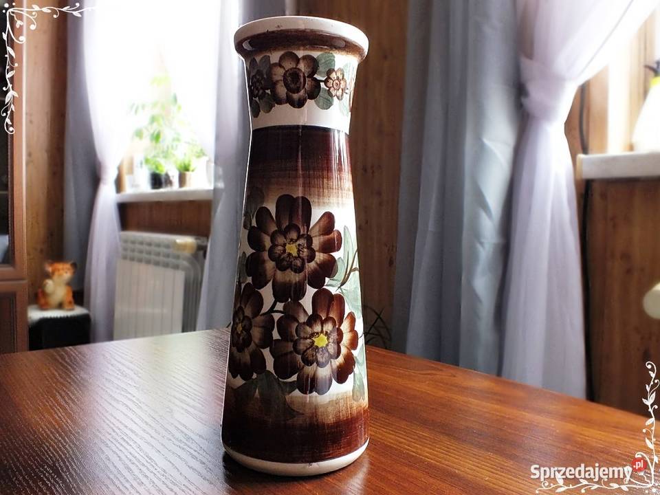 Ręcznie malowany fajansowy wazon Koło lata 6070 Żary