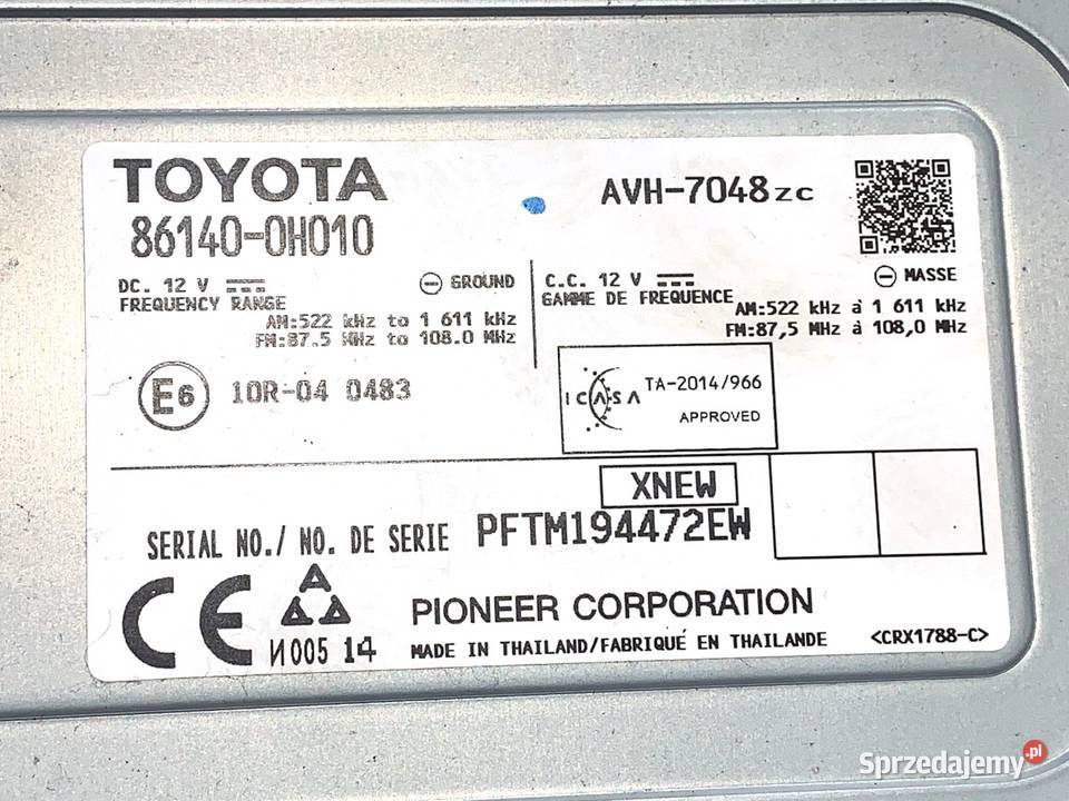 RADIO TOYOTA AYGO II 861400H010 ODTWARZACZ osobowe podkarpackie