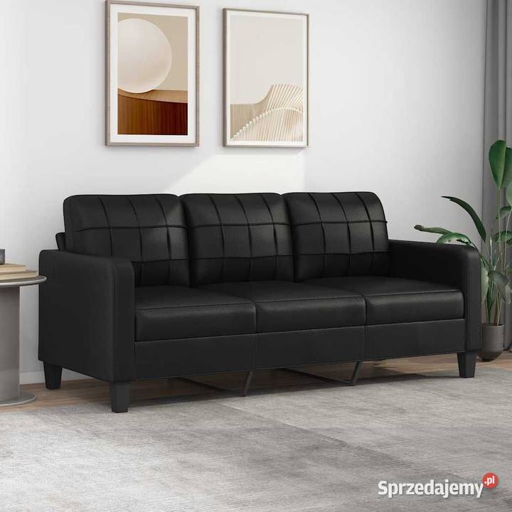 3osobowa sofa czarna 180 obita sztuczną mazowieckie Warszawa