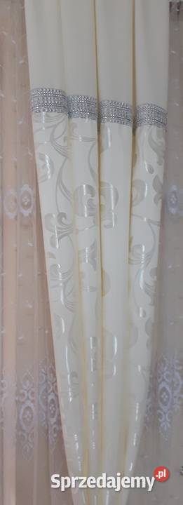 Zasłony kremowe z błyszczącym wzorem inny kolor Mława