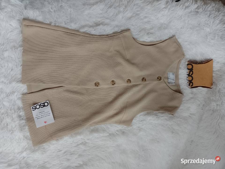 3638 SM ASOS Design Beżowa prążkowana kamizelka Kraków