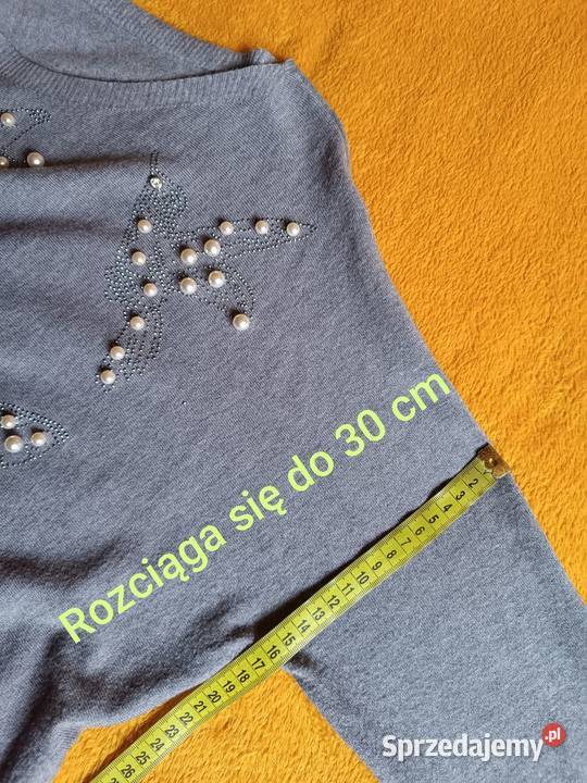 Sweter szary z ozdobnymi perełkami wiskoza Cieszyn