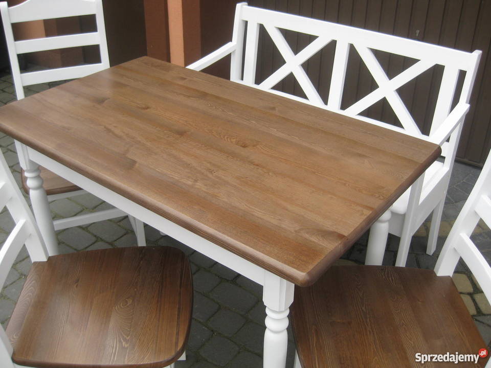 Stół prowansalski 110x70 nowy drewniany noga toczona biały