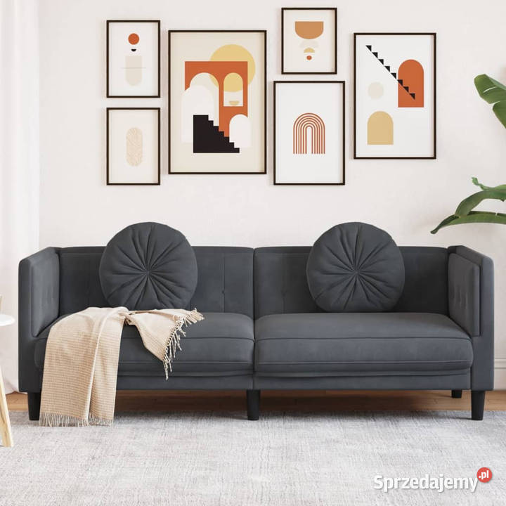 Sofa 3osobowa z poduszkami ciemnoszara aksamit mazowieckie Warszawa