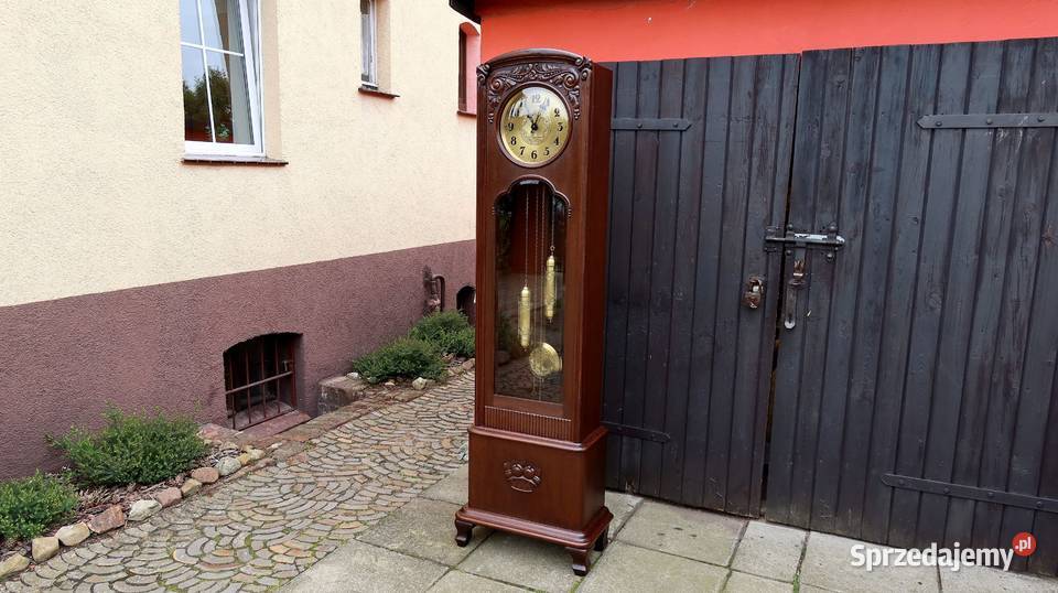 Unikatowy Stojący Dębowy Zegar Chłop Ajk Gong 8 dolnośląskie Ziębice