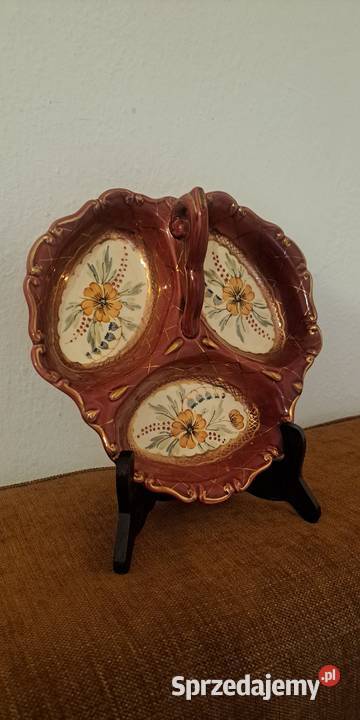 porcelanowa patera ręcznie malowana sygnowana Warszawa
