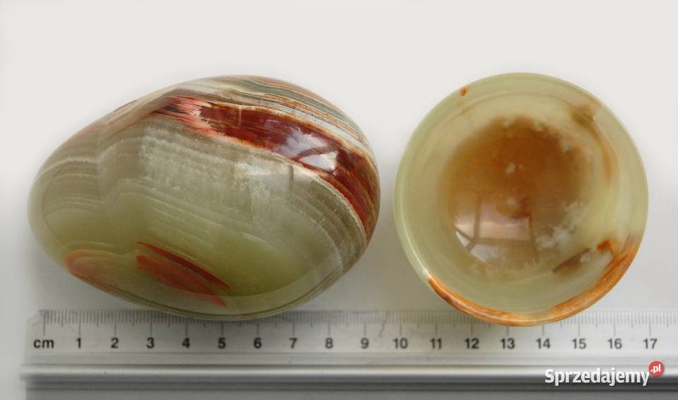 Duże jajko z kamienia z podstawką onyks wielokolorowy Lublin