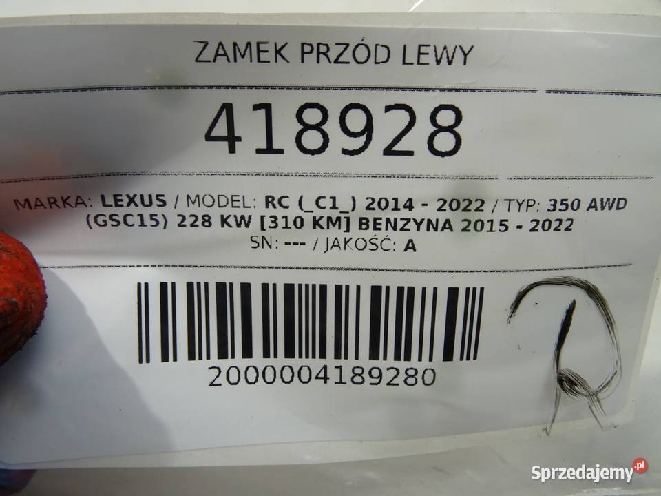 ZAMEK PRZÓD LEWY LEXUS RC SportowyCoupe