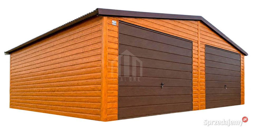 Garaz blaszany 75x6 m 2x brama uchylna dach Kalisz