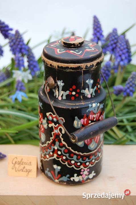 Rosyjska malowana stara ludowa bańka kanka wielokolorowy Dekoracje i ozdoby lubelskie Lublin