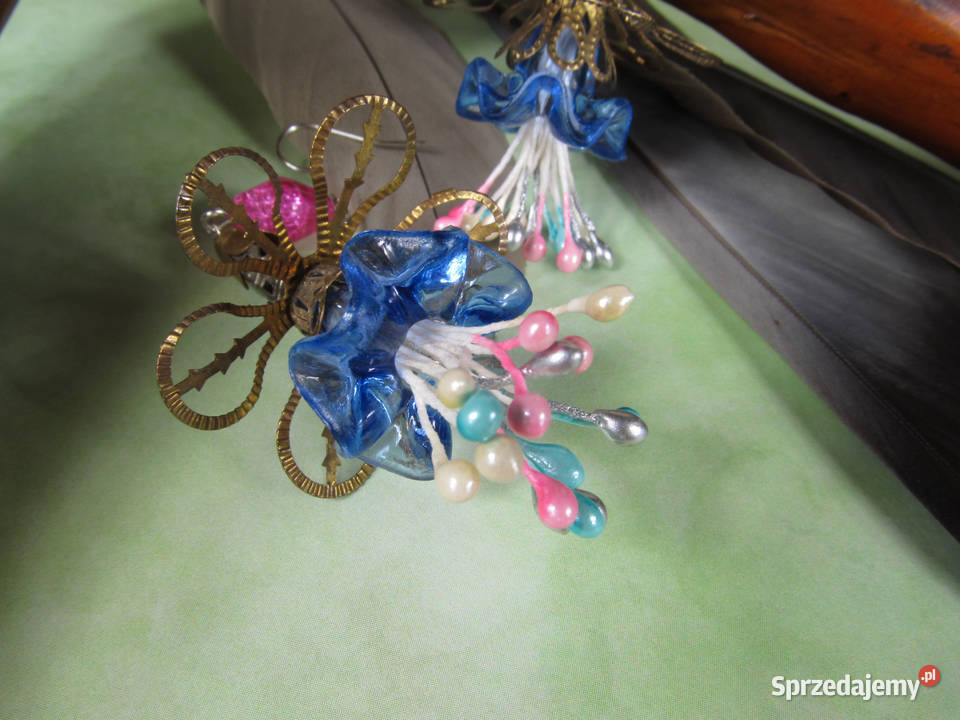 Kolczyki kwiatki dzwonki ażurowe niebieski śląskie