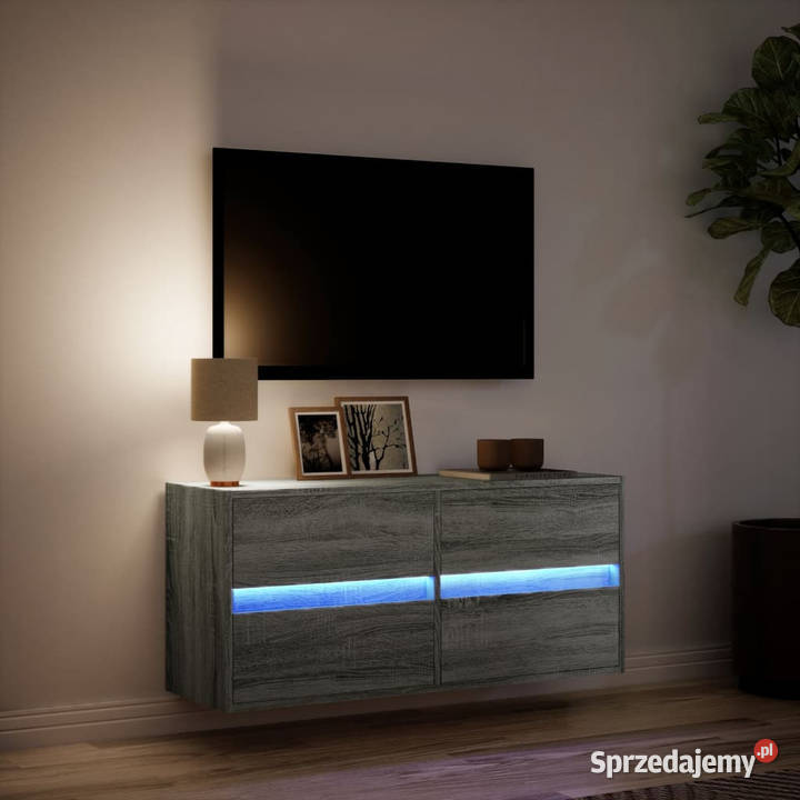 Ścienna szafka TV z LED szary dąb sonoma Warszawa