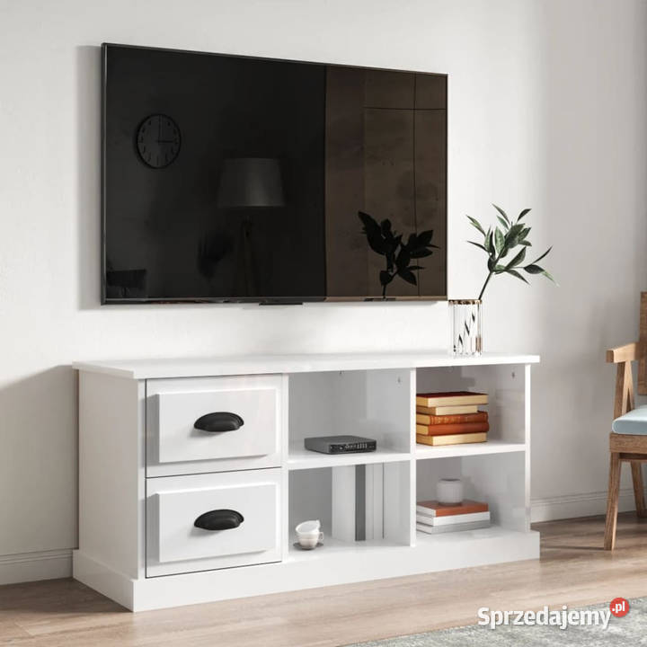 Szafka pod TV wysoki połysk biała 102x355x475 mazowieckie Warszawa