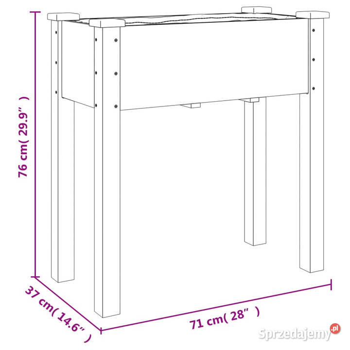 Kwietnik z wyściółką 71x37x76 lite drewno