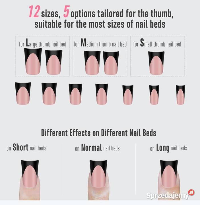 Sztuczne paznokcie tipsy Halloween French Black Dla kobiet