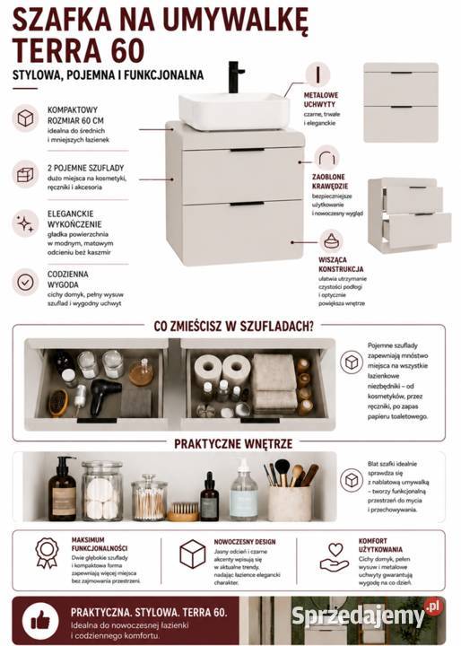 Szafka pod umywalkę TERRA 60 2S wisząca