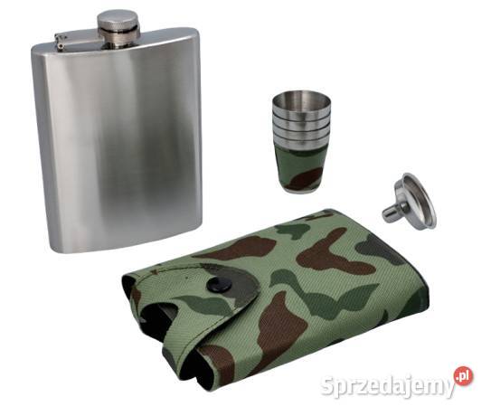 Srebrna Piersiówka w Etui Moro w Zestawie Ostrowy nad Okszą