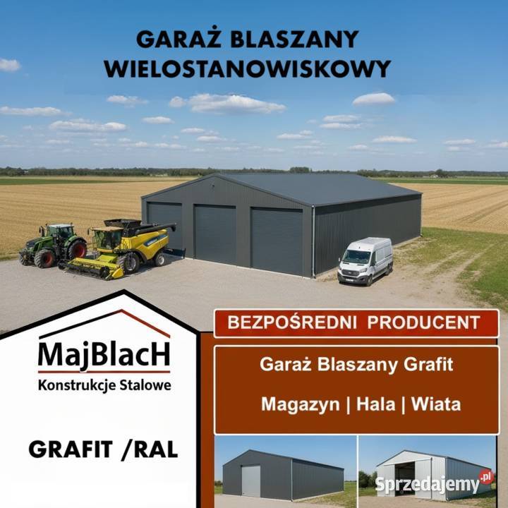 Garaż Blaszany Grafitowy Magazyn Hala Wiata Łowicz