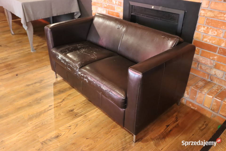 Sofa 2miejscowa brązowa skóra do renowacji Pszczyna