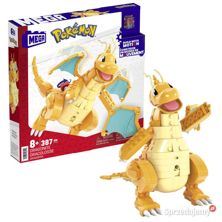 Figurka Pokemon Dragonite Klocki Konstrukcyjne pomarańczowy Klocki Mogilany