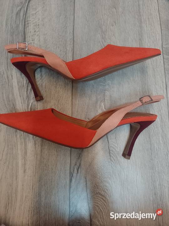 42 ASOS Pomarańczowo bordowe czółenka z odkrytą pomarańczowy Czółenka małopolskie Kraków