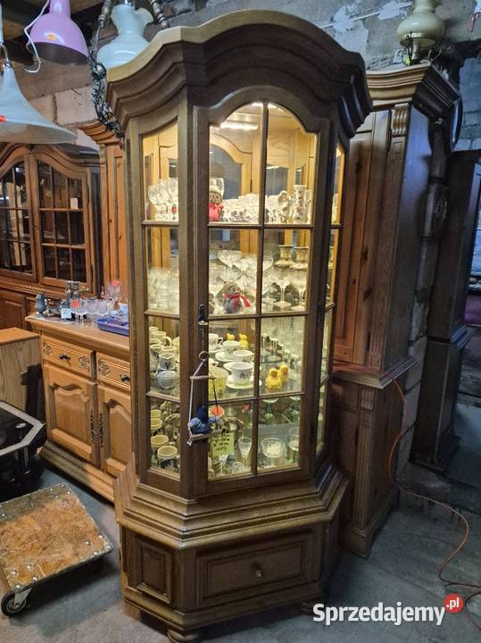 ładna witryna serwantka dębowa gablota 202cm Kredensy i witryny Sypniewo
