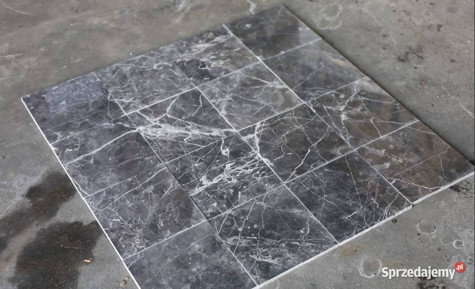 Płytki marmur Tempesta Nera szlifowane 203x203x1 Gdynia