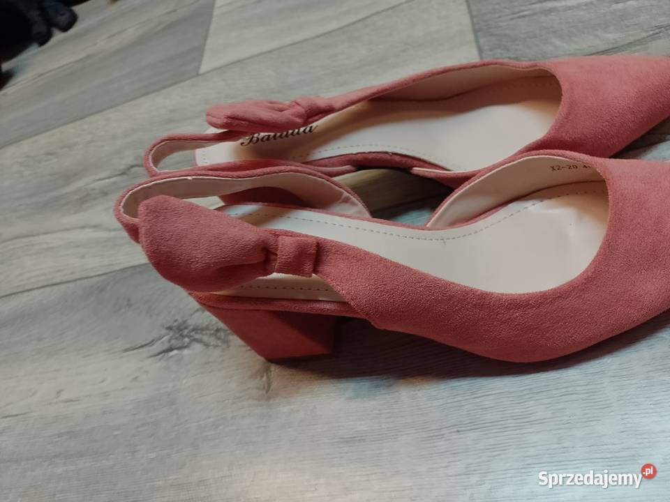 3940 Różowe czółenka wieczorowe z odkrytą piętą Kraków