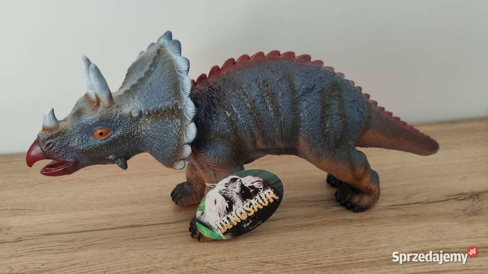 Duży Dinozaur Ryczy Triceratops Figurka Gumowa z Mogilany