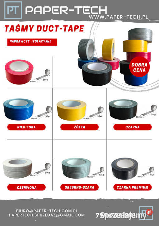 Taśma duct tape naprawcza izlacyjna tkaninowa Wiązów