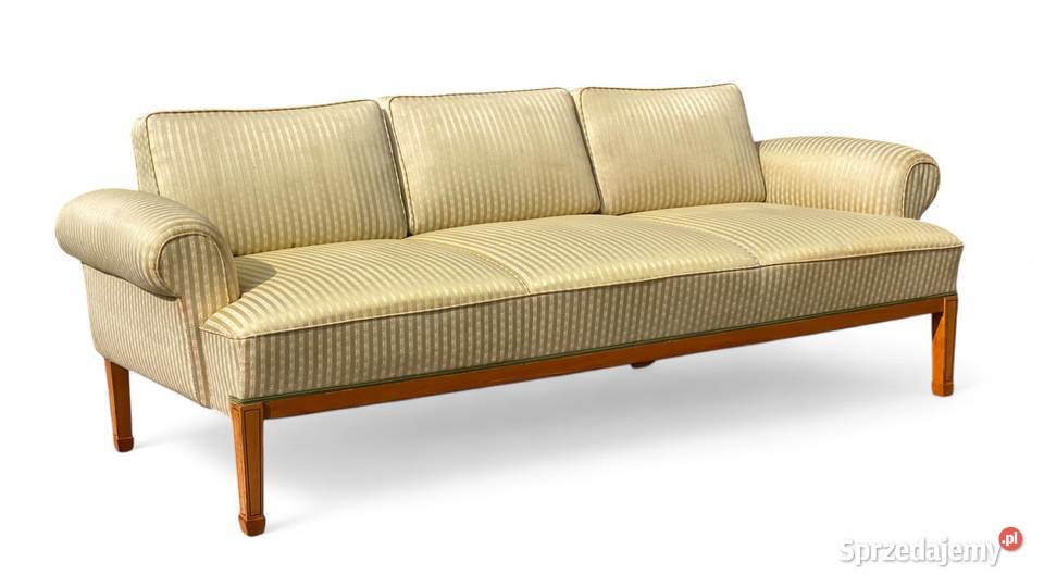 Jasna sofa trzyosobowa vintage na zwężanych zachodniopomorskie Gryfice