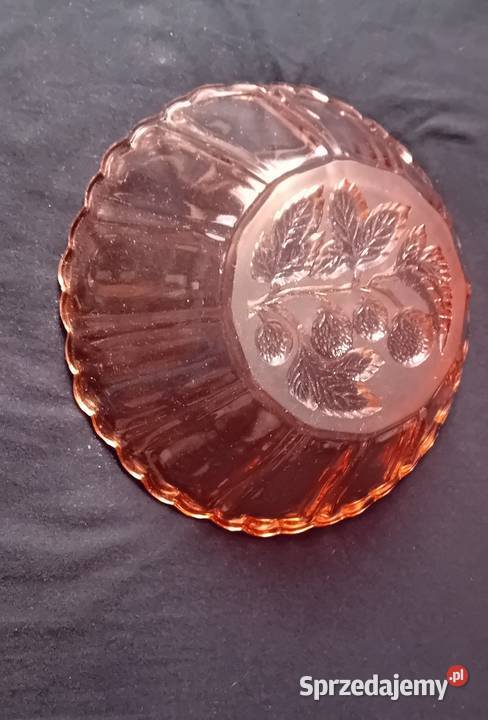 Rozalinowa miska art deco wzór Poziomki Koźminek
