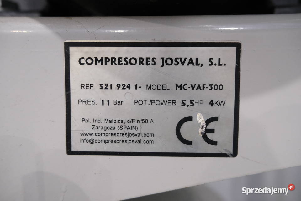 SPRĘŻARKA JOSVAL MCVAF300 2015 mazowieckie Warszawa