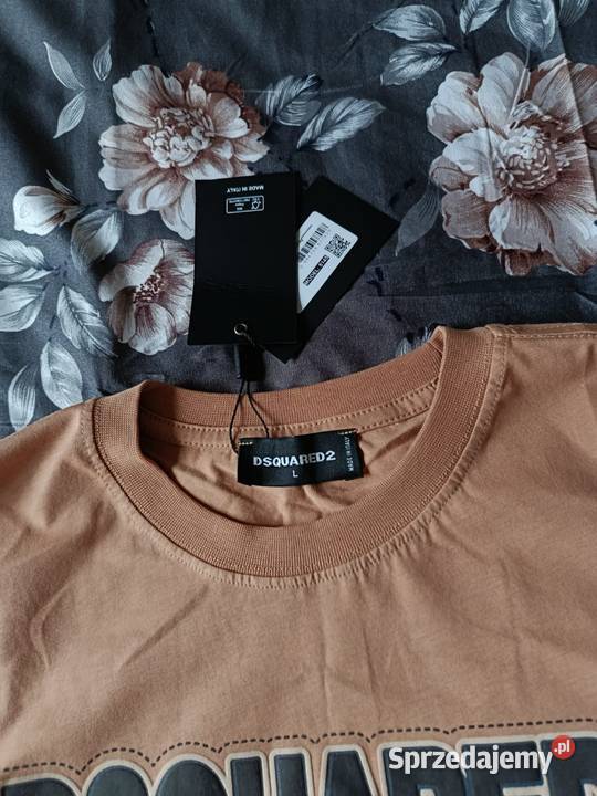 Tshirt męski bawełniany Dsquared2 ciemnobeżowy Białystok
