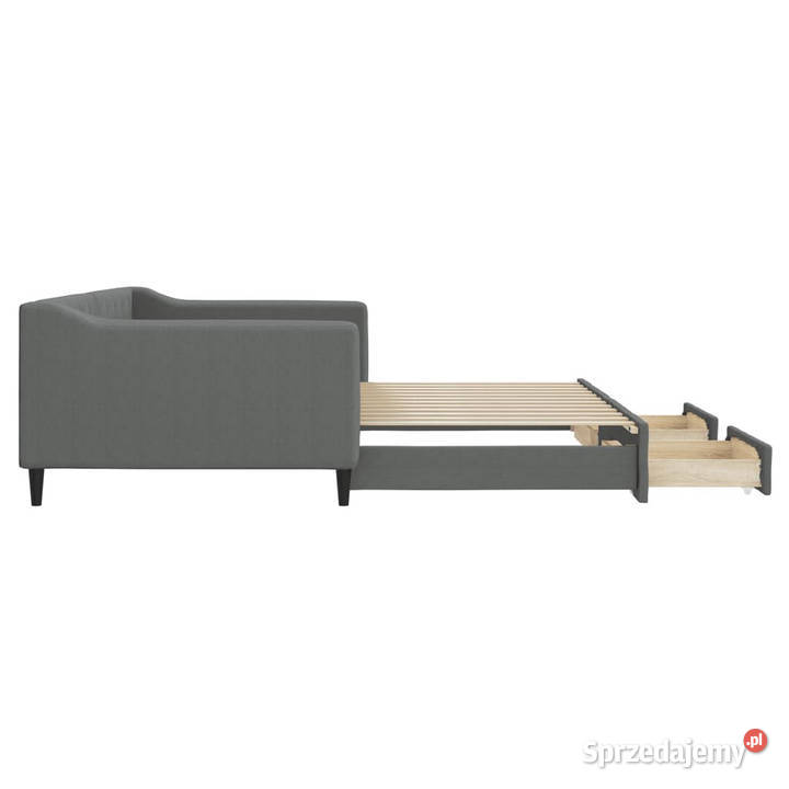Sofa rozsuwana z szufladami ciemnoszara tkanina Łóżka Warszawa