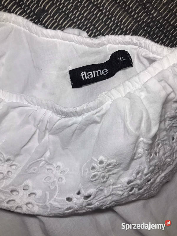 Bawełniana biała bluzka na ramię r XL Topy i koszulki