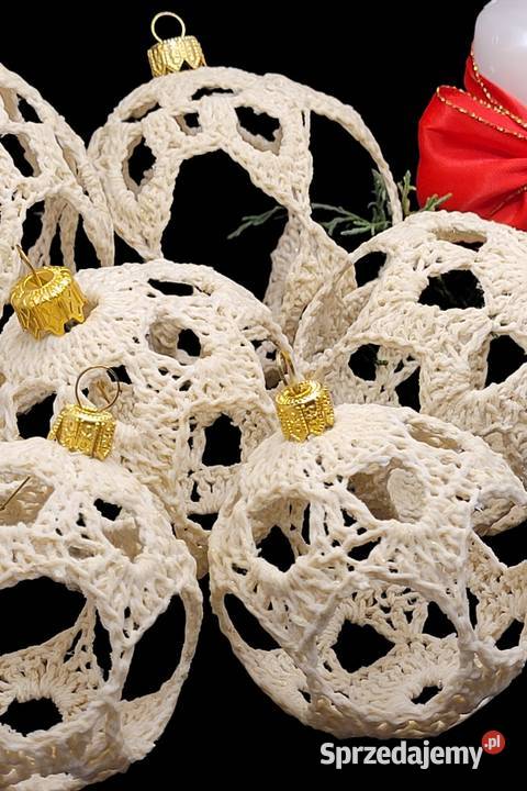 Bombki ażurowe ręcznie wykonane kpl6 beżowy sprzedam