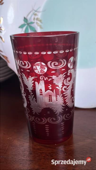 Rubinowy kielich Ręcznie szlifowany Bohemia Z Porcelana i szkło Gdańsk