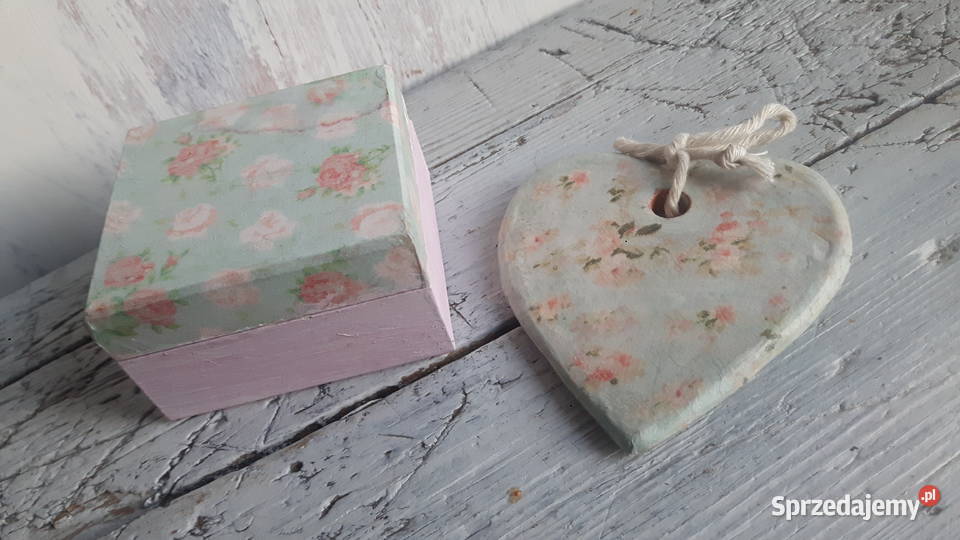 Pudełeczko drewniane z serduszkiem ceramicznym Dom i Ogród Otwock