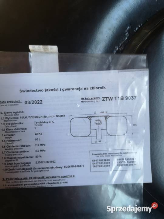 Butla zbiornik lpg 56l do 2032r legalizacja Jawiszowice