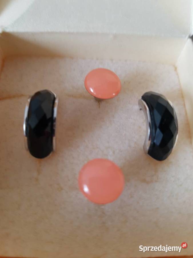Kolczyki czarne łososiowe koralowe 2 małopolskie Nowy Sącz