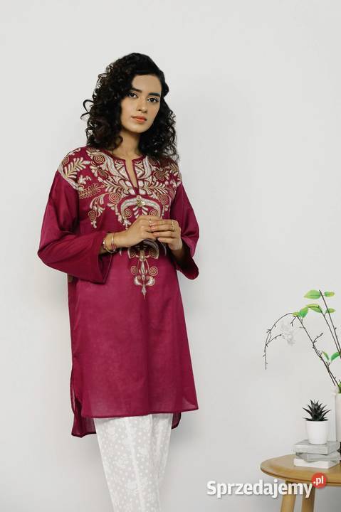 Nowa tunika indyjska kurti kameez bawełna fiolet Rozmiar 36(S)